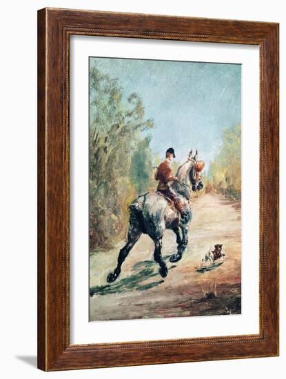 Trotting Horseman with a Little Dog, 1879 (Oil on Canvas)-Henri de Toulouse-Lautrec-Framed Giclee Print