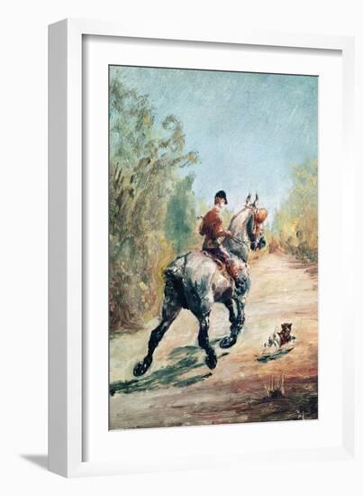 Trotting Horseman with a Little Dog, 1879 (Oil on Canvas)-Henri de Toulouse-Lautrec-Framed Giclee Print