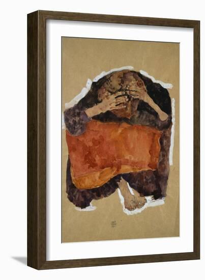 Troubled Woman by Egon Schiele-Geoffrey Clements-Framed Giclee Print