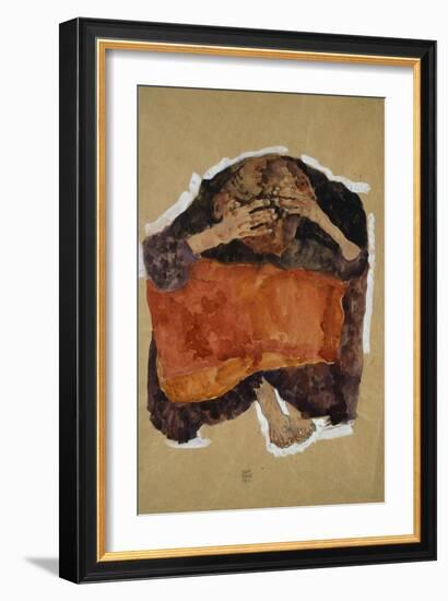 Troubled Woman by Egon Schiele-Geoffrey Clements-Framed Giclee Print