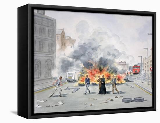 Troubles, Belfast, mid 1970s-Lydia de Burgh-Framed Premier Image Canvas