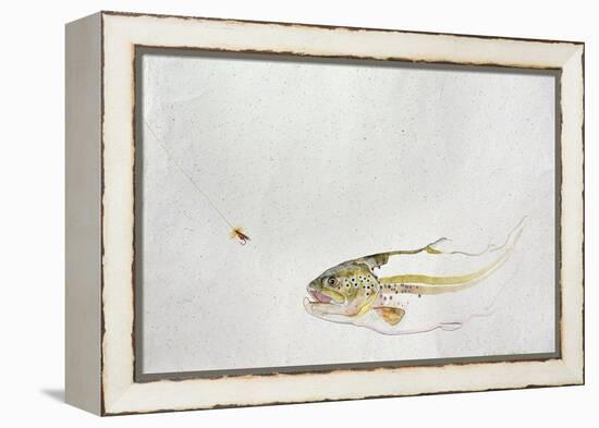 Trout Chasing a Fisherman's Fly (1991)-Lou Gibbs-Framed Premier Image Canvas