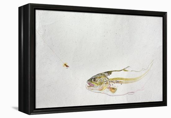 Trout Chasing a Fisherman's Fly (1991)-Lou Gibbs-Framed Premier Image Canvas