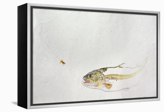 Trout Chasing a Fisherman's Fly (1991)-Lou Gibbs-Framed Premier Image Canvas