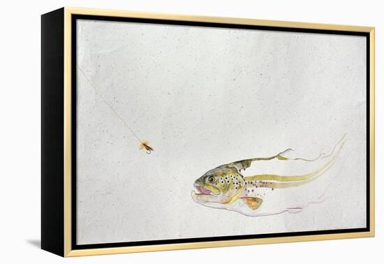 Trout Chasing a Fisherman's Fly (1991)-Lou Gibbs-Framed Premier Image Canvas