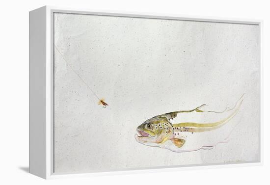 Trout Chasing a Fisherman's Fly (1991)-Lou Gibbs-Framed Premier Image Canvas