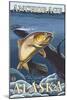 Trout Fishing Cross-Section, Anchorage, Alaska-Lantern Press-Mounted Art Print