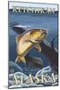 Trout Fishing Cross-Section, Ketchikan, Alaska-Lantern Press-Mounted Art Print