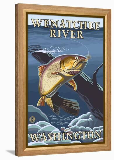 Trout Fishing Cross-Section, Wenatchee River, Washington-Lantern Press-Framed Stretched Canvas