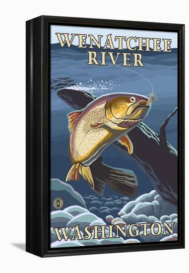 Trout Fishing Cross-Section, Wenatchee River, Washington-Lantern Press-Framed Stretched Canvas