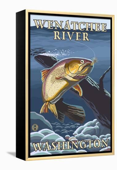 Trout Fishing Cross-Section, Wenatchee River, Washington-Lantern Press-Framed Stretched Canvas