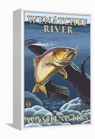 Trout Fishing Cross-Section, Wenatchee River, Washington-Lantern Press-Framed Stretched Canvas