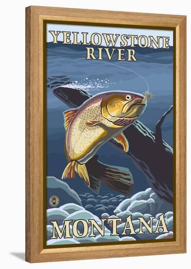 Trout Fishing Cross-Section, Yellowstone River, Montana-Lantern Press-Framed Stretched Canvas