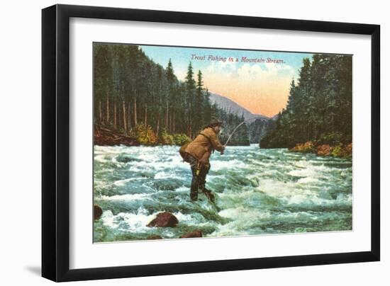 Trout Fishing in a Mountain Stream-null-Framed Art Print