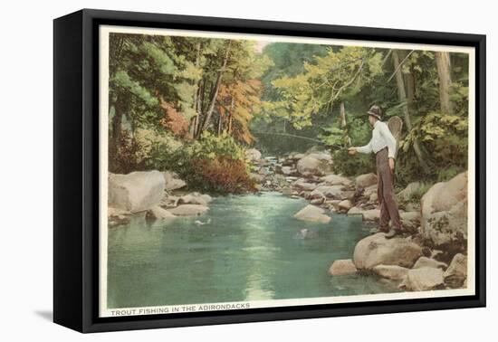 Trout Fishing in the Adirondacks, New York-null-Framed Stretched Canvas