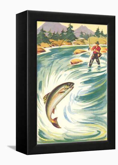Trout Fishing in the Rapids-null-Framed Stretched Canvas