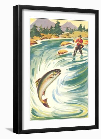 Trout Fishing in the Rapids-null-Framed Art Print