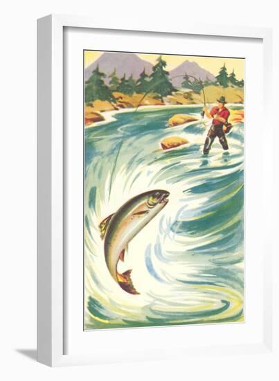 Trout Fishing in the Rapids-null-Framed Art Print