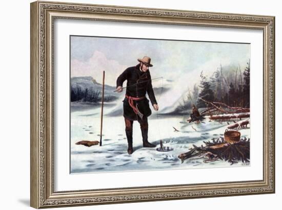 Trout Fishing on Chateaugay Lake, American Winter Sports, 1856-Arthur Fitzwilliam Tait-Framed Giclee Print