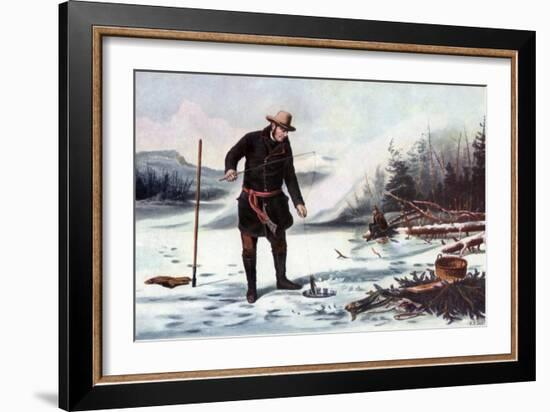 Trout Fishing on Chateaugay Lake, American Winter Sports, 1856-Arthur Fitzwilliam Tait-Framed Giclee Print