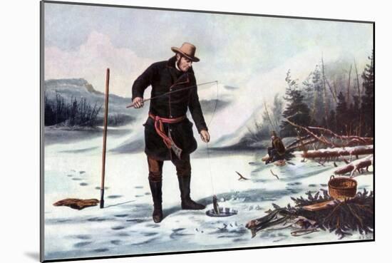 Trout Fishing on Chateaugay Lake, American Winter Sports, 1856-Arthur Fitzwilliam Tait-Mounted Giclee Print
