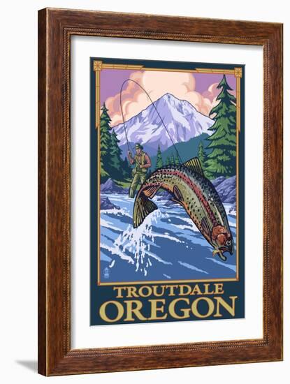 Troutdale, Oregon - Fisherman-Lantern Press-Framed Art Print