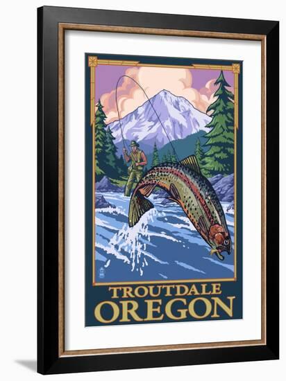 Troutdale, Oregon - Fisherman-Lantern Press-Framed Art Print