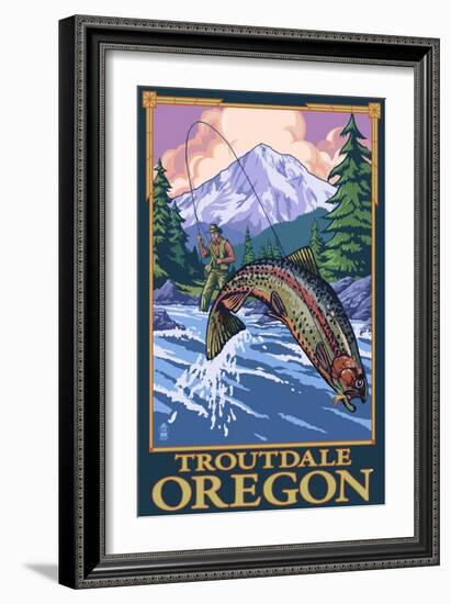 Troutdale, Oregon - Fisherman-Lantern Press-Framed Art Print