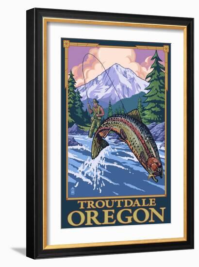 Troutdale, Oregon - Fisherman-Lantern Press-Framed Art Print