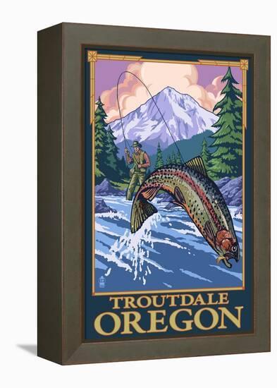 Troutdale, Oregon - Fisherman-Lantern Press-Framed Stretched Canvas