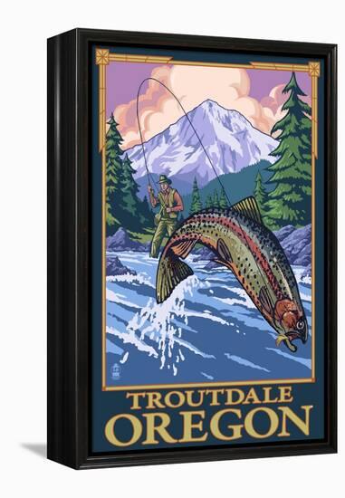 Troutdale, Oregon - Fisherman-Lantern Press-Framed Stretched Canvas