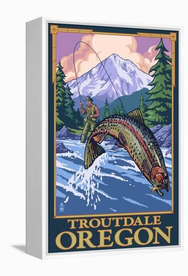 Troutdale, Oregon - Fisherman-Lantern Press-Framed Stretched Canvas