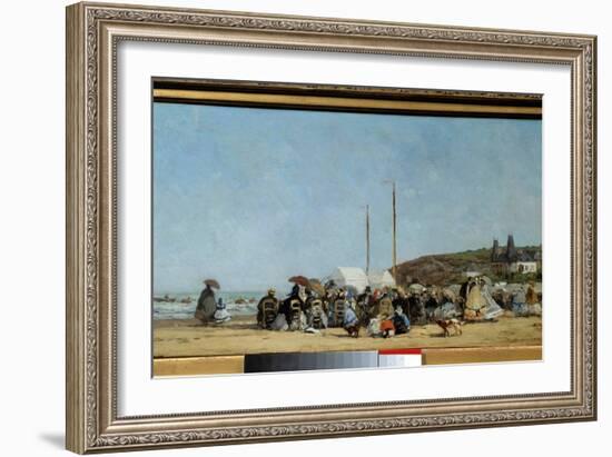 Trouville Beach, 1864. Painting by Eugene Louis Boudin (1824-1898). Dim. 0,26 X 0,48 M. Paris, Muse-Eugene Louis Boudin-Framed Giclee Print