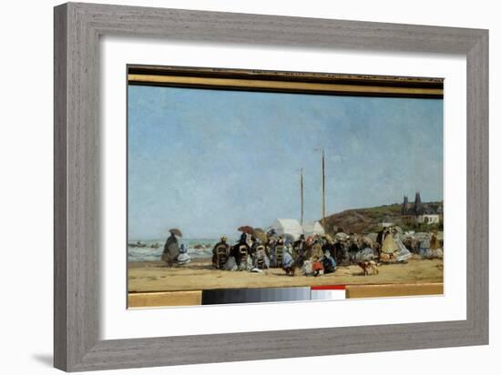 Trouville Beach, 1864. Painting by Eugene Louis Boudin (1824-1898). Dim. 0,26 X 0,48 M. Paris, Muse-Eugene Louis Boudin-Framed Giclee Print