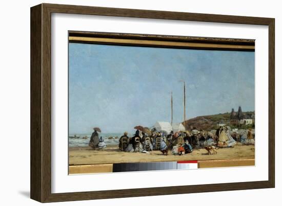 Trouville Beach, 1864. Painting by Eugene Louis Boudin (1824-1898). Dim. 0,26 X 0,48 M. Paris, Muse-Eugene Louis Boudin-Framed Giclee Print