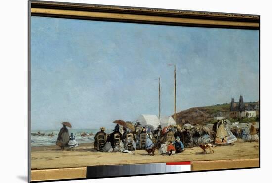 Trouville Beach, 1864. Painting by Eugene Louis Boudin (1824-1898). Dim. 0,26 X 0,48 M. Paris, Muse-Eugene Louis Boudin-Mounted Giclee Print