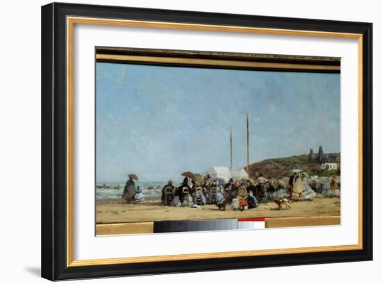 Trouville Beach, 1864. Painting by Eugene Louis Boudin (1824-1898). Dim. 0,26 X 0,48 M. Paris, Muse-Eugene Louis Boudin-Framed Giclee Print