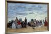 Trouville Beach. Painting by Eugene Louis Boudin (1824-1898), 1865. Oil on Cardboard. Dim: 0,26 X 0-Eugene Louis Boudin-Mounted Giclee Print