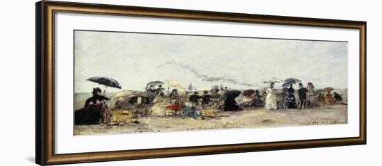 Trouville, Beach Scene; Trouville Scene De Plage, 1879-Eugène Boudin-Framed Giclee Print