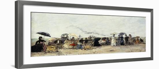 Trouville, Beach Scene; Trouville Scene De Plage, 1879-Eugène Boudin-Framed Giclee Print