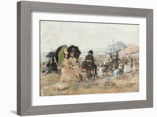 Trouville, Beach Scene; Trouville, Scene De Plage, 1886-Eugene Louis Boudin-Framed Giclee Print