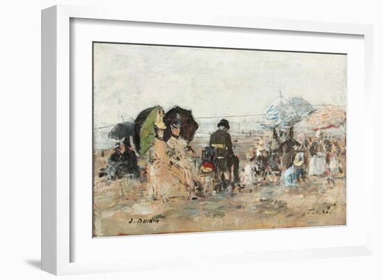 Trouville, Beach Scene; Trouville, Scene De Plage, 1886-Eugene Louis Boudin-Framed Giclee Print