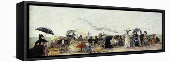 Trouville, Beach Scene-Eugène Boudin-Framed Premier Image Canvas