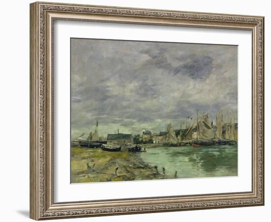 Trouville Harbor-Eugene Louis Boudin-Framed Art Print