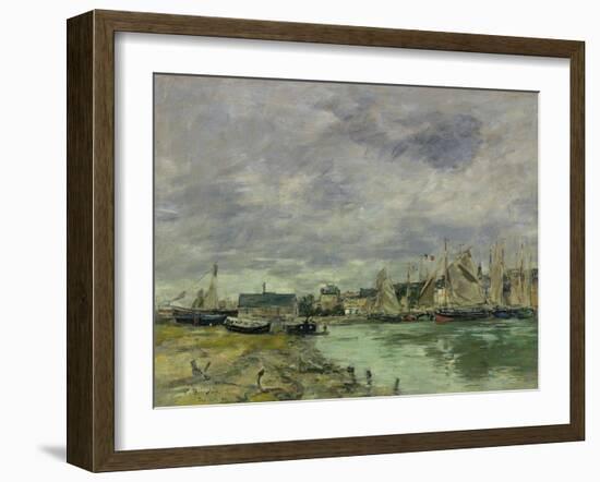 Trouville Harbor-Eugene Louis Boudin-Framed Art Print