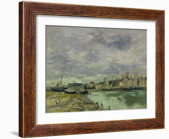 Trouville Harbor-Eugene Louis Boudin-Framed Art Print