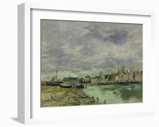 Trouville Harbor-Eugene Louis Boudin-Framed Art Print