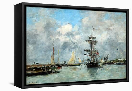 Trouville Harbour (Oil on Canvas)-Eugene Louis Boudin-Framed Premier Image Canvas