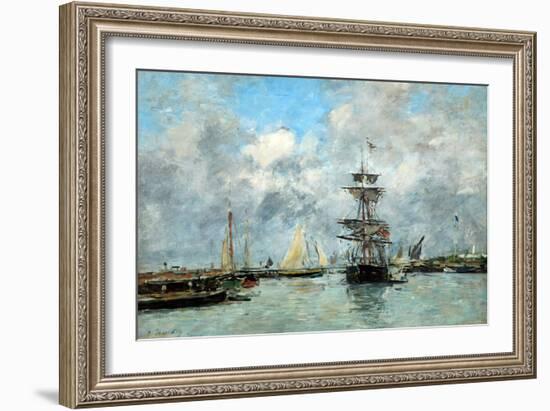 Trouville Harbour (Oil on Canvas)-Eugene Louis Boudin-Framed Giclee Print