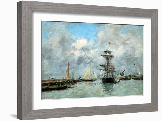 Trouville Harbour (Oil on Canvas)-Eugene Louis Boudin-Framed Giclee Print